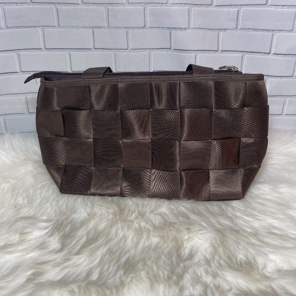 Brown Woven‎ Seatbelt Style Purse